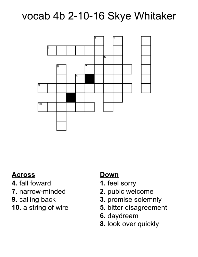 English 2 Crossword WordMint