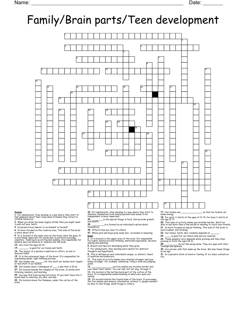 crossword puzzles for teens