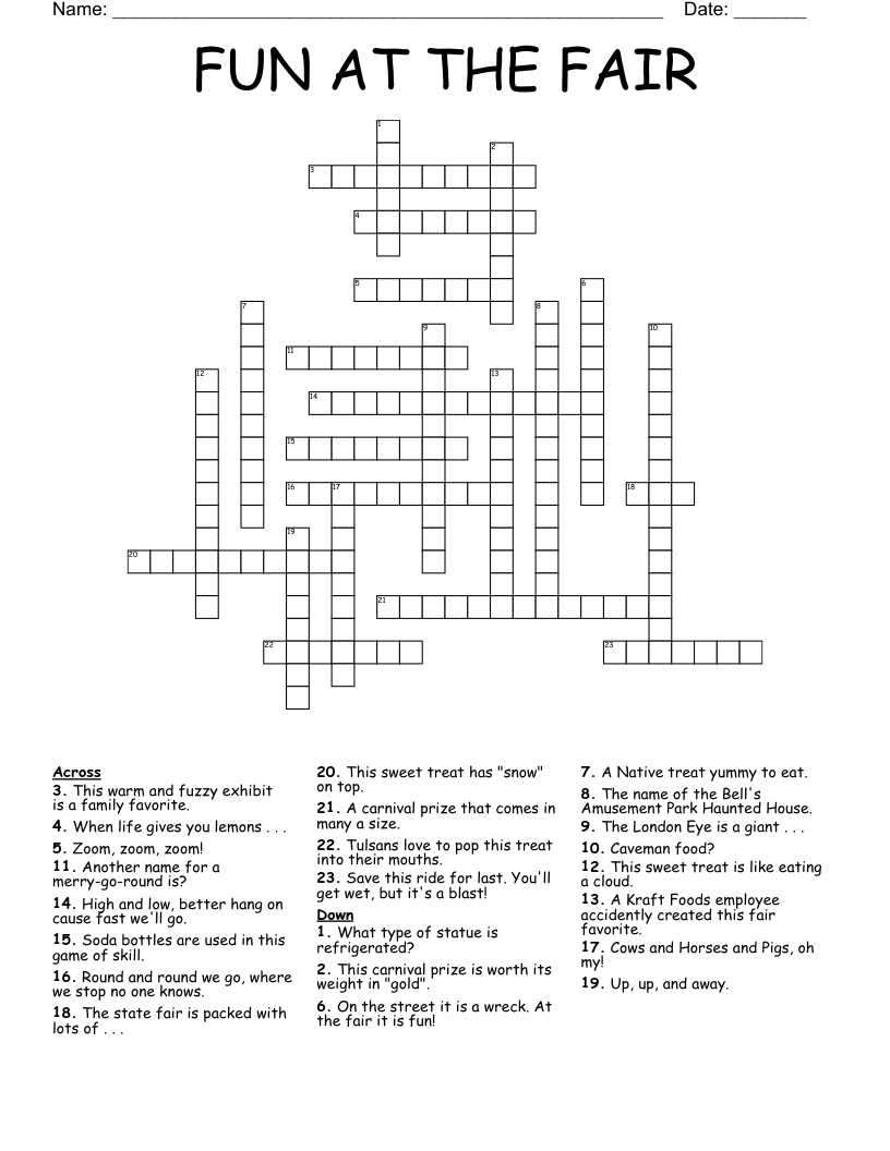 FUN AT THE FAIR Crossword WordMint