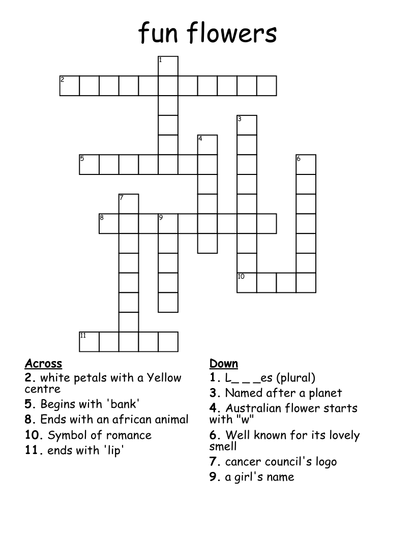 Fun Flowers Crossword WordMint