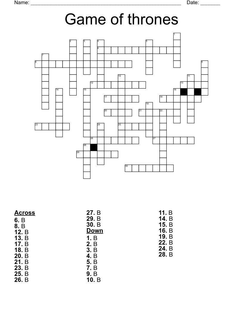 the game is crossword clue