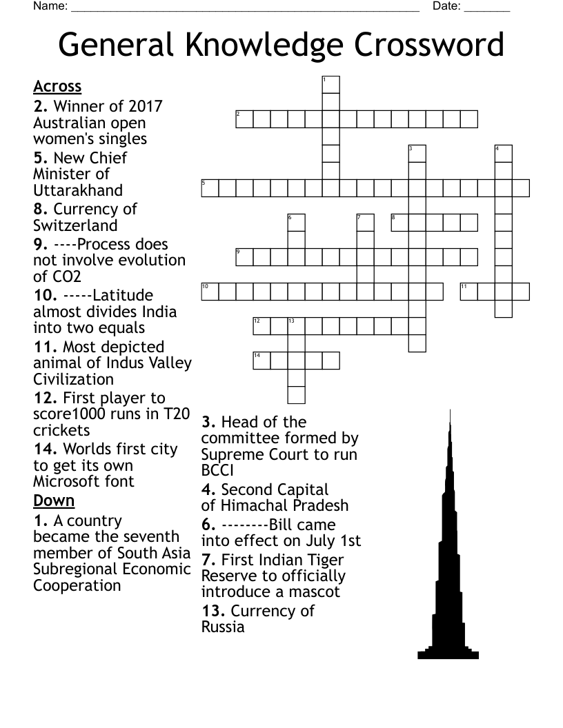 General Knowledge Crossword WordMint