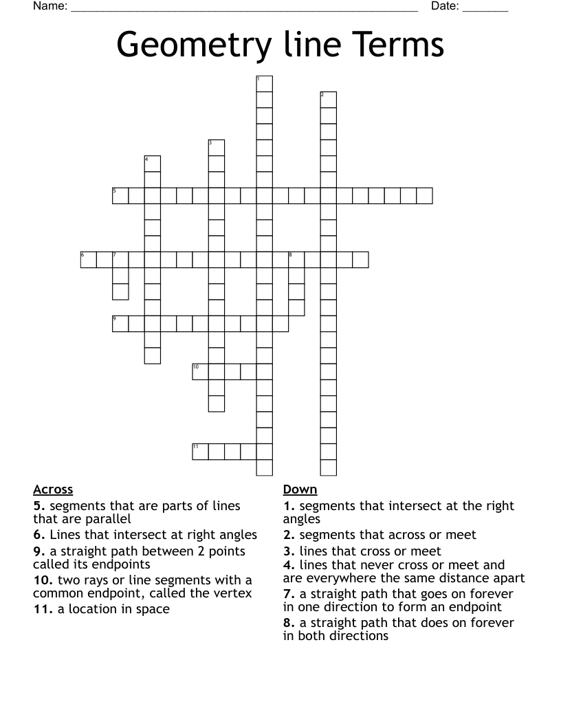 Geometry Line Terms Crossword WordMint