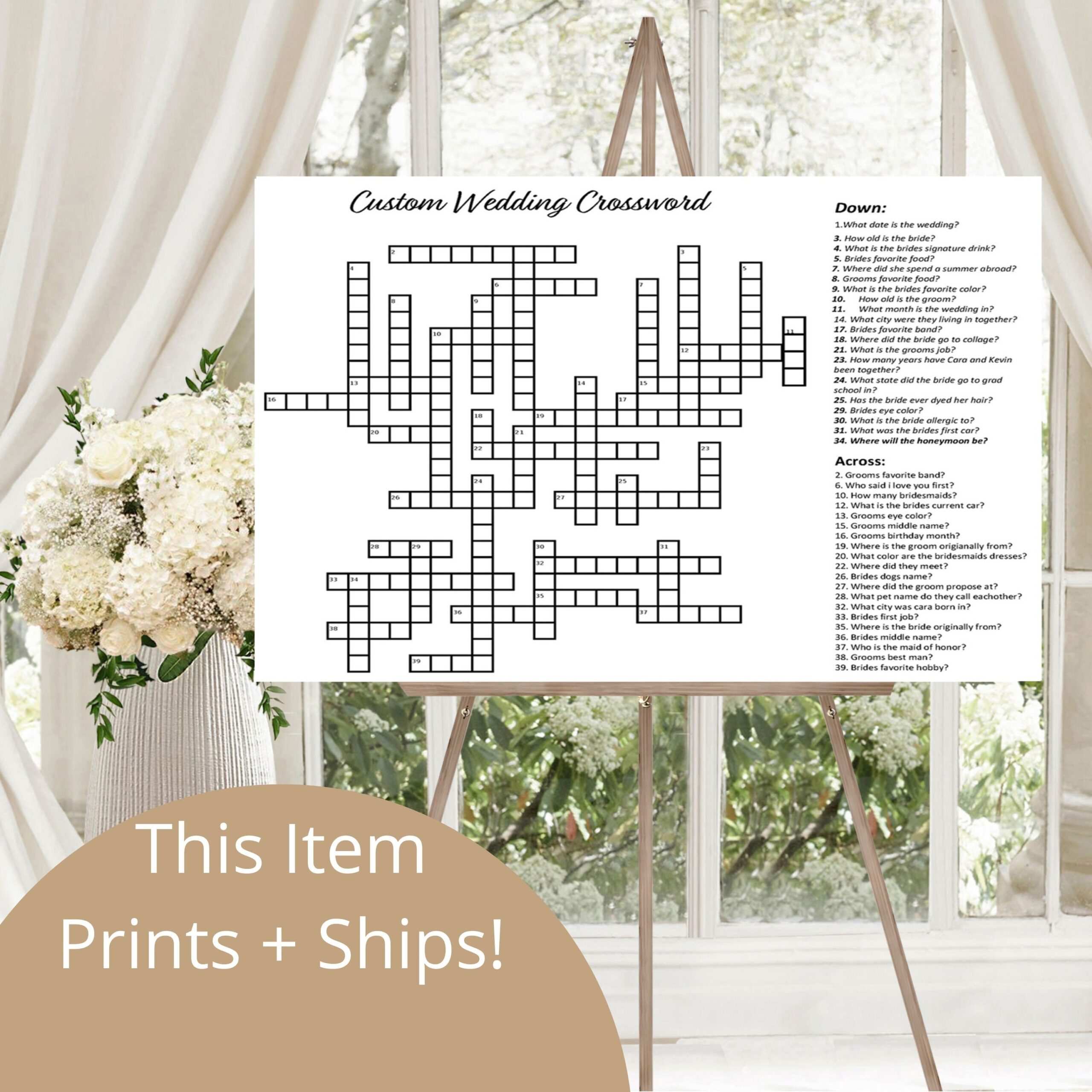 Giant Custom Crossword Puzzle Crossword Puzzle Wedding Activity Lawn Games Wedding Crossword Puzzle Baby Shower Crossword Games Etsy