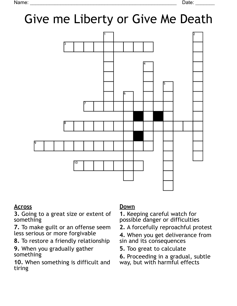 Give Me Liberty Or Give Me Death Crossword WordMint