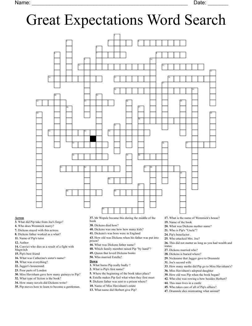 Great Expectations Lad Crossword Clue