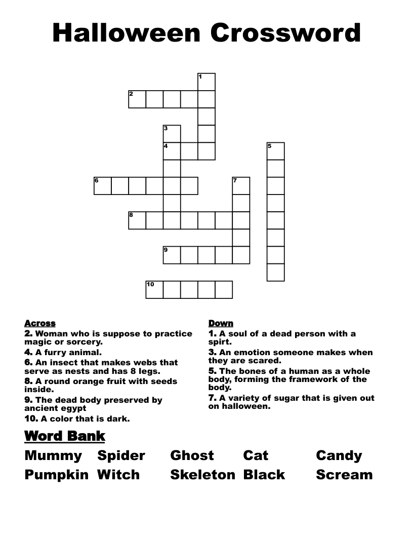Halloween Crossword WordMint
