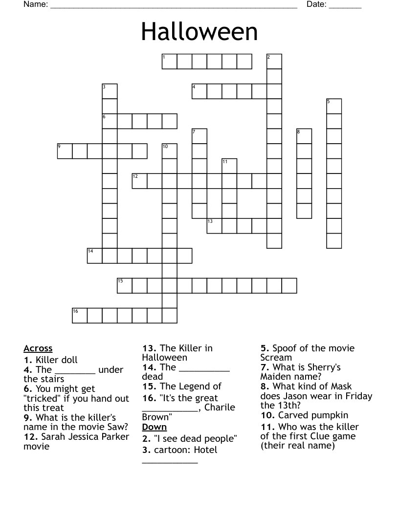 Halloween Crossword WordMint