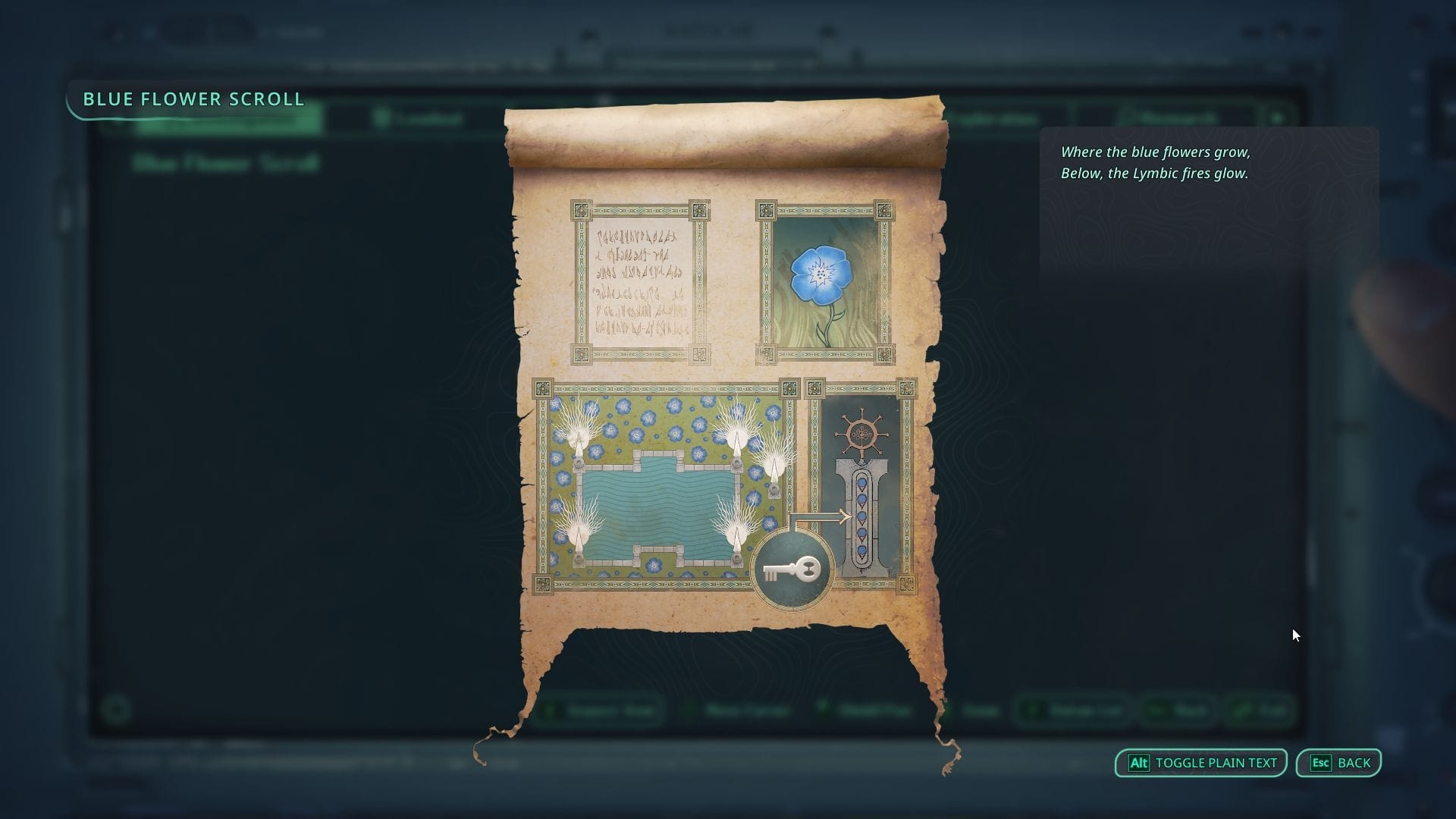 Hell Is Us Walkthrough How To Solve The Blue Flower Scroll Puzzle In Lake Cynon