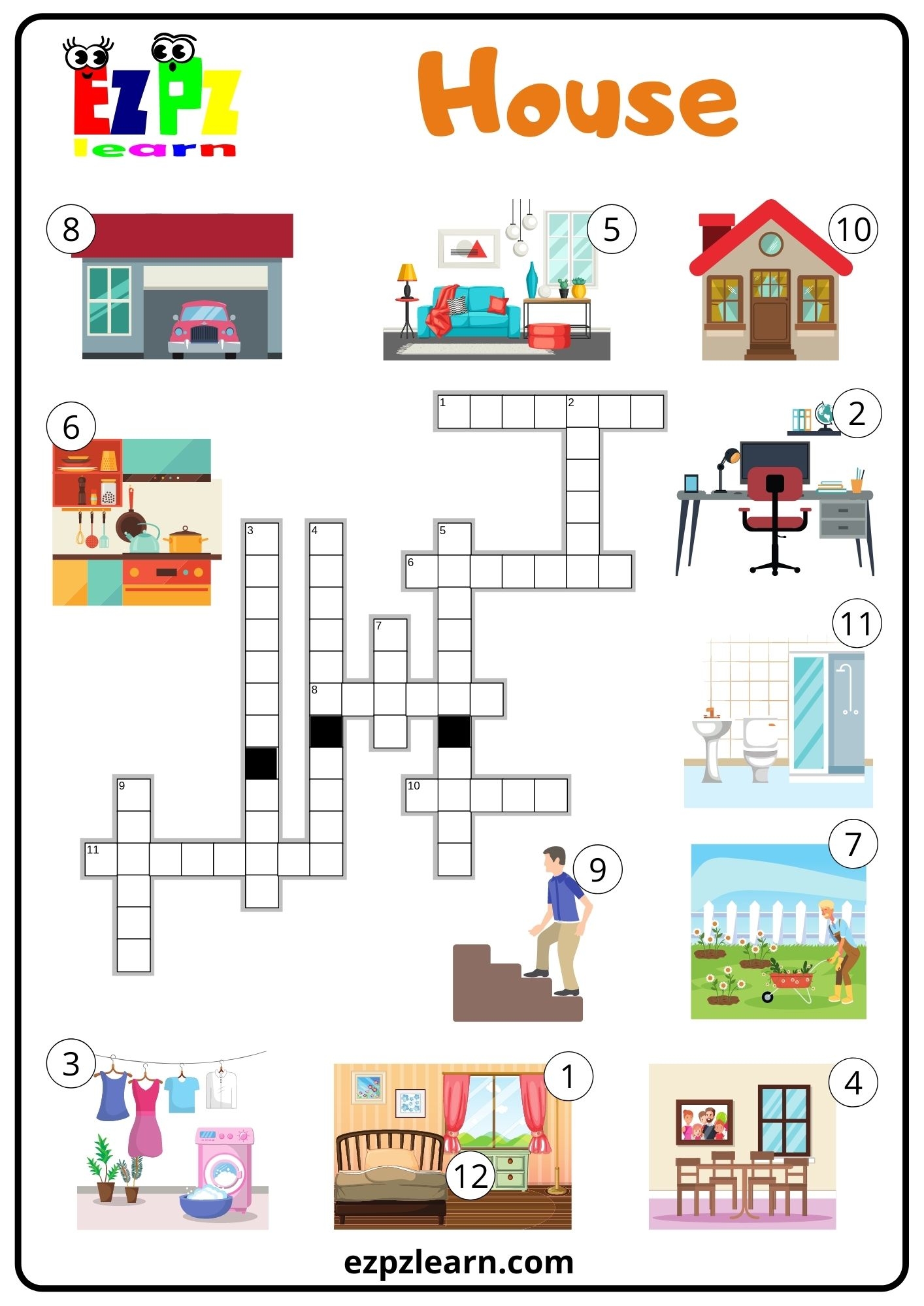House Rooms Crossword Ezpzlearn House Rooms Crossword Ezpzlearn