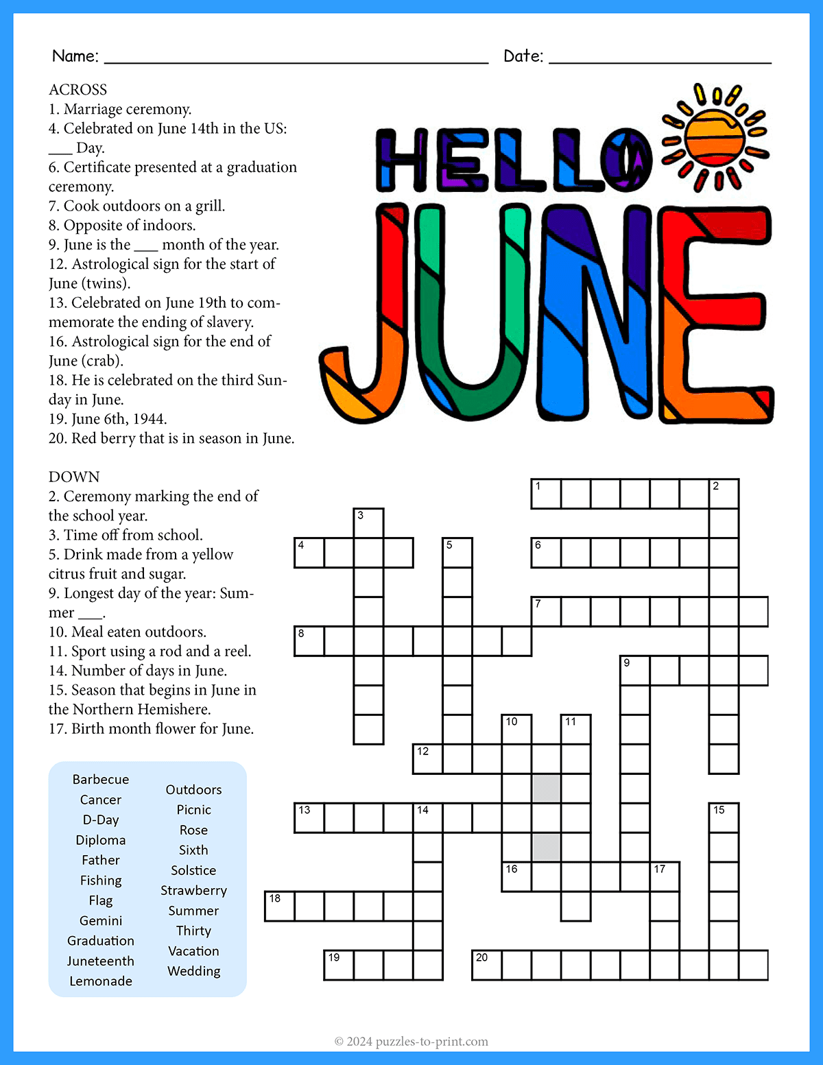 June Crossword