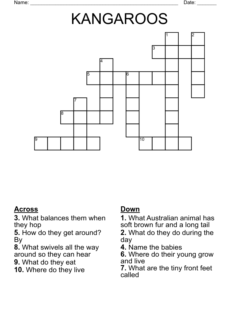 KANGAROOS Crossword WordMint