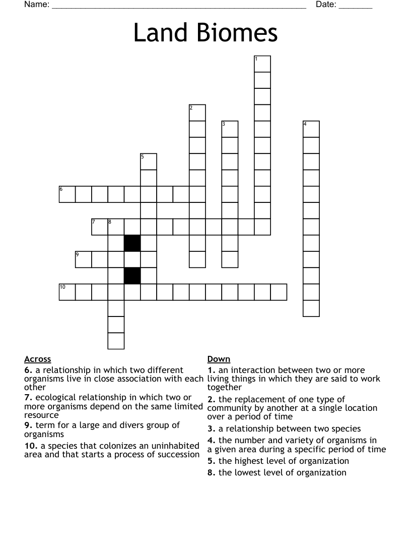Land Biomes Crossword WordMint