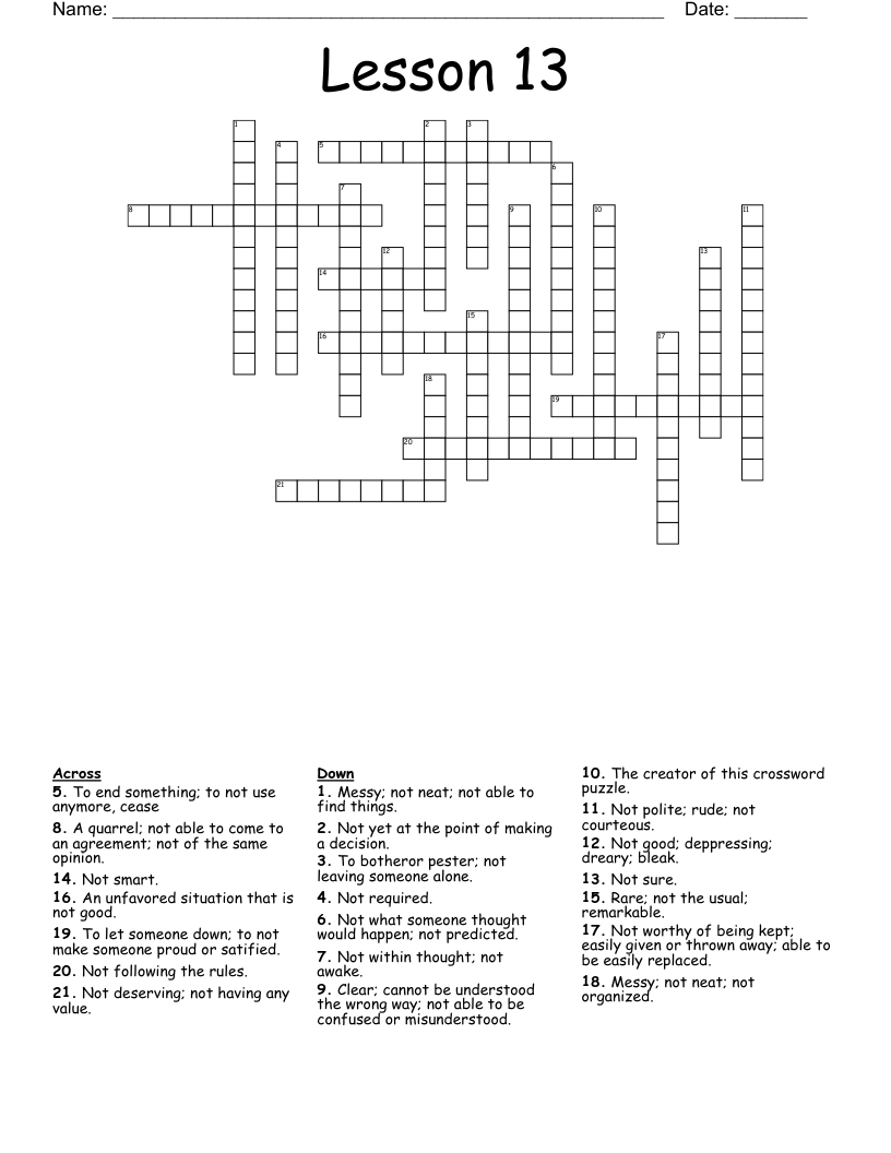Lesson 13 Crossword WordMint