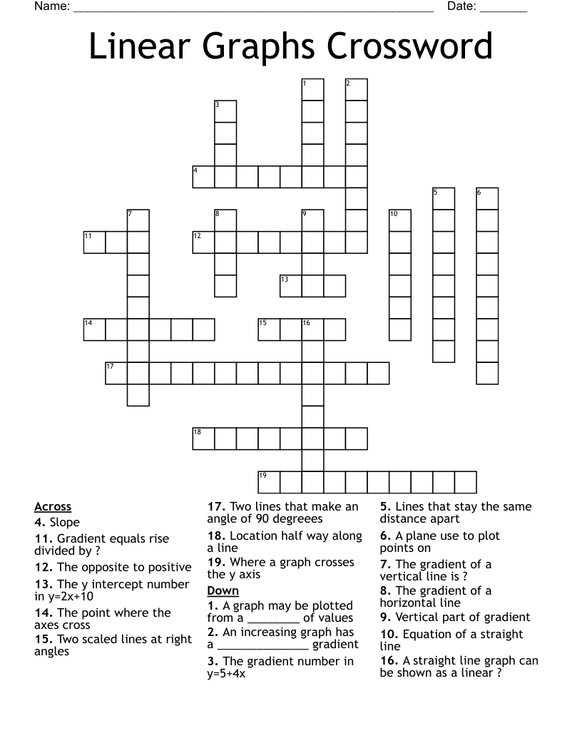 Linear Graphs Crossword WordMint