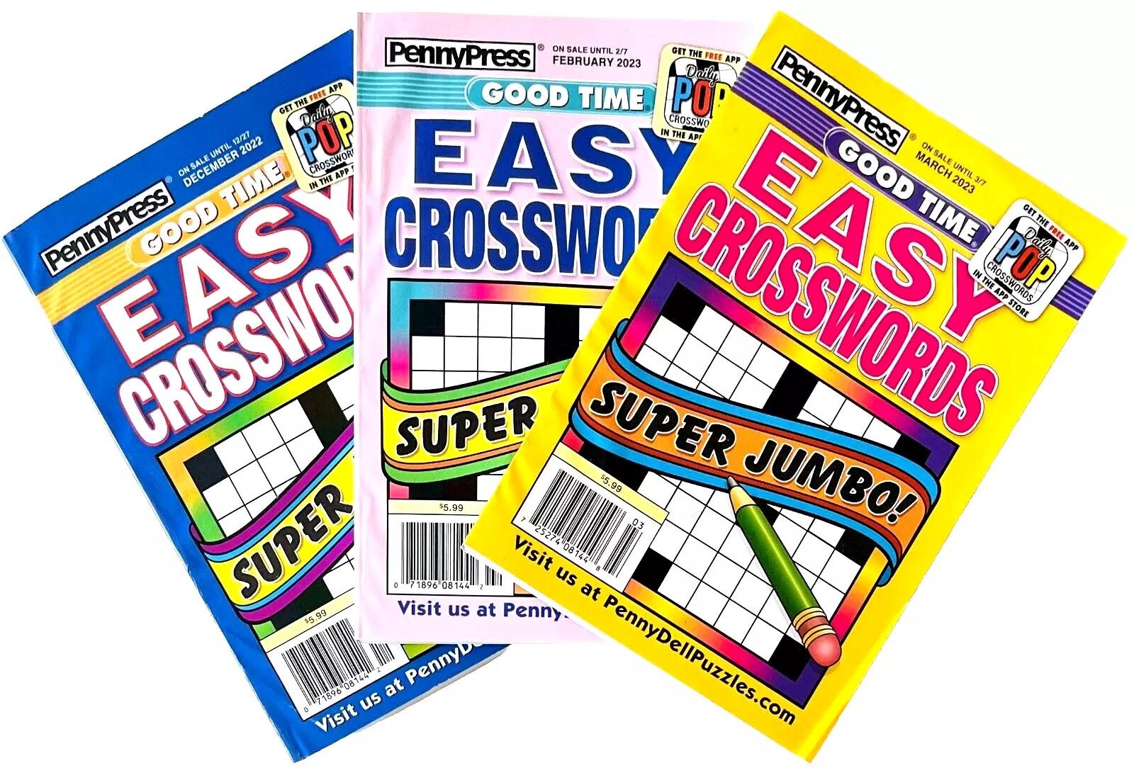 Lot 3 Penny Press Dell Good Time Super Jumbo Issue Crossword Puzzle Books Etsy