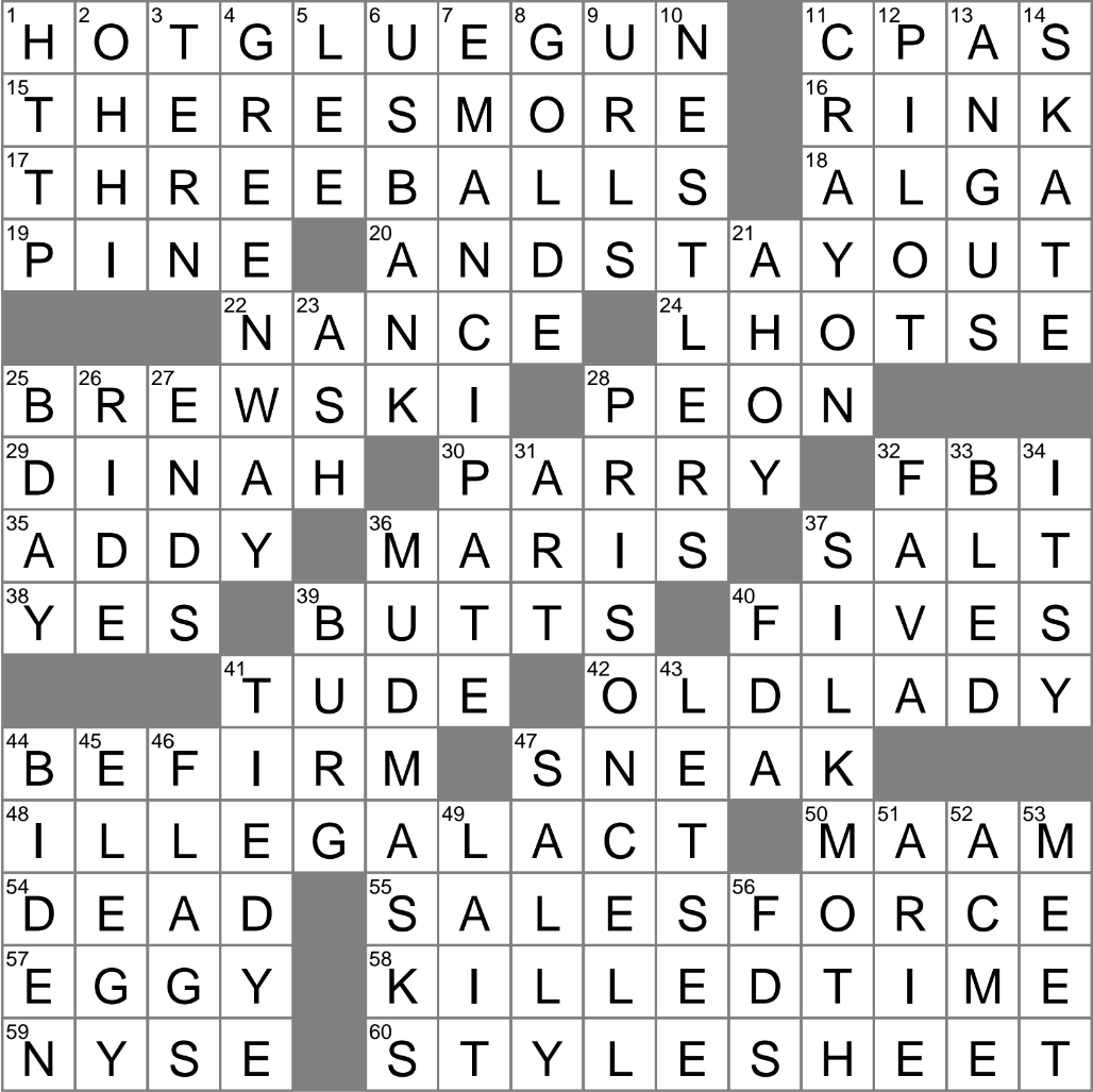 lots and lots nyt crossword