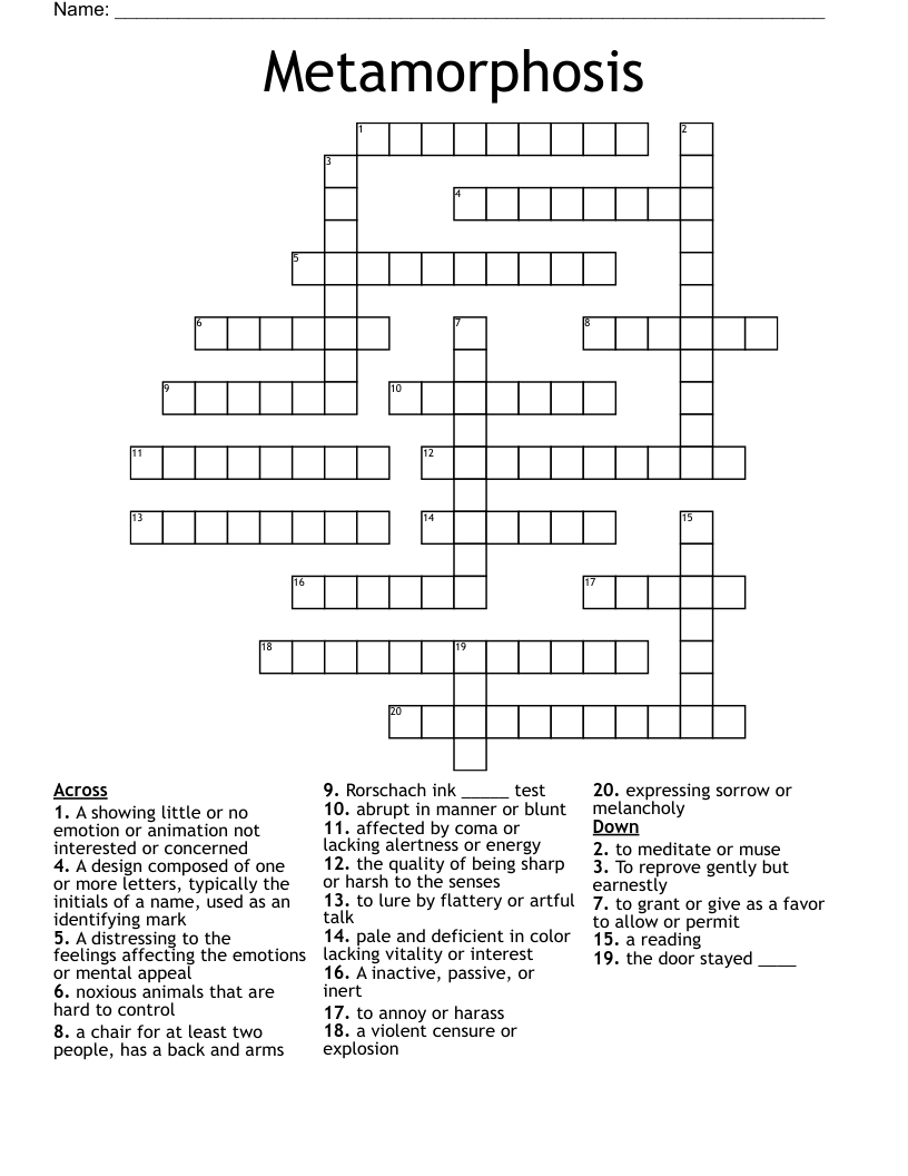 Metamorphosis Crossword WordMint