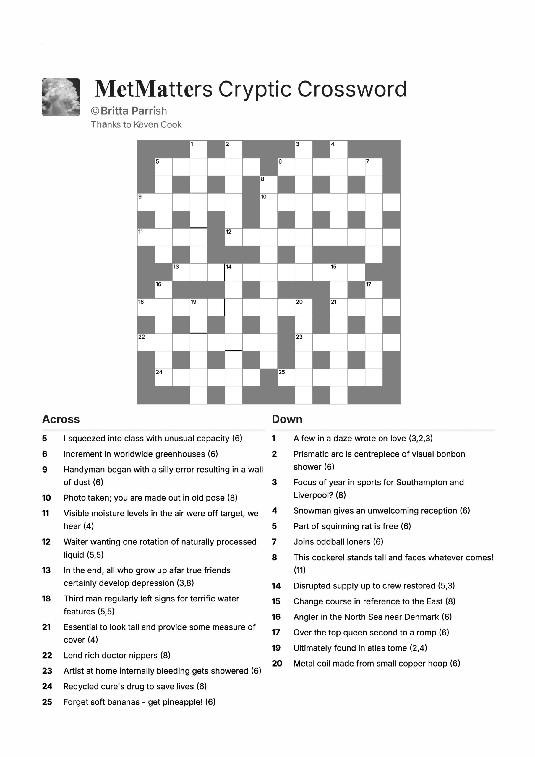 MetMatters Cryptic Crossword Royal Meteorological Society