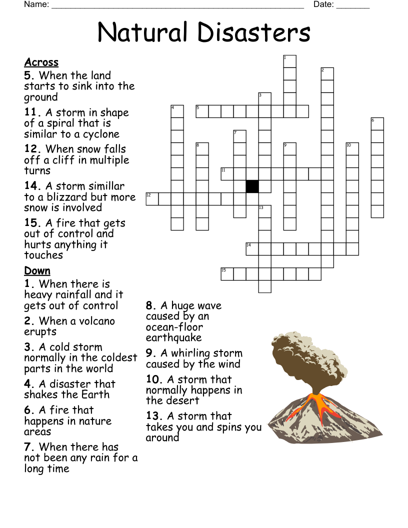 Natural Disasters Crossword WordMint