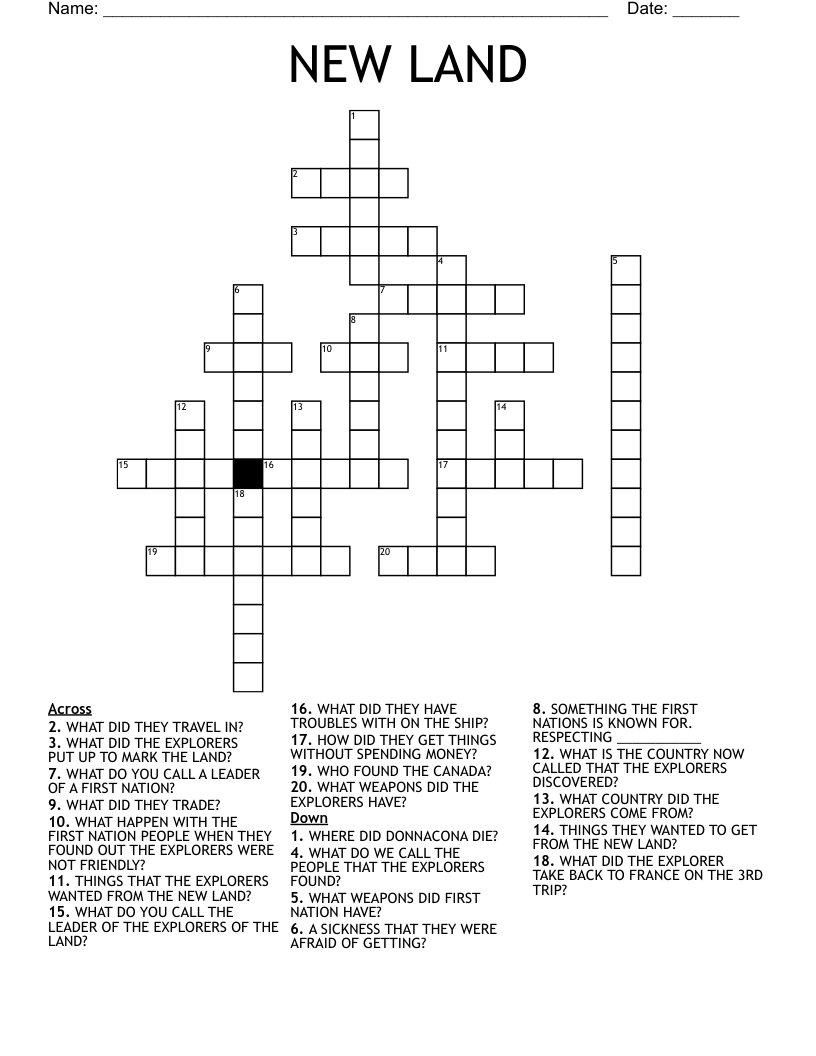 NEW LAND Crossword WordMint