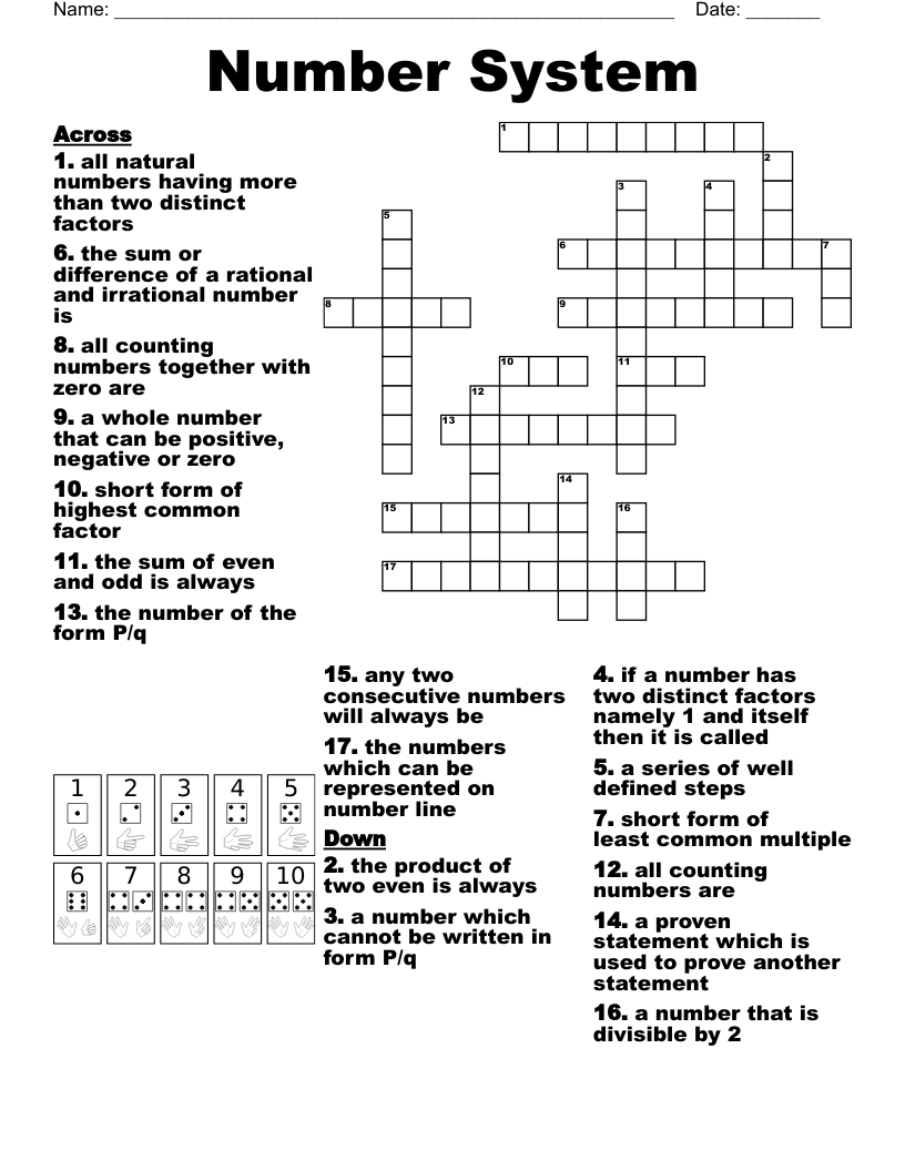 Number System Crossword WordMint