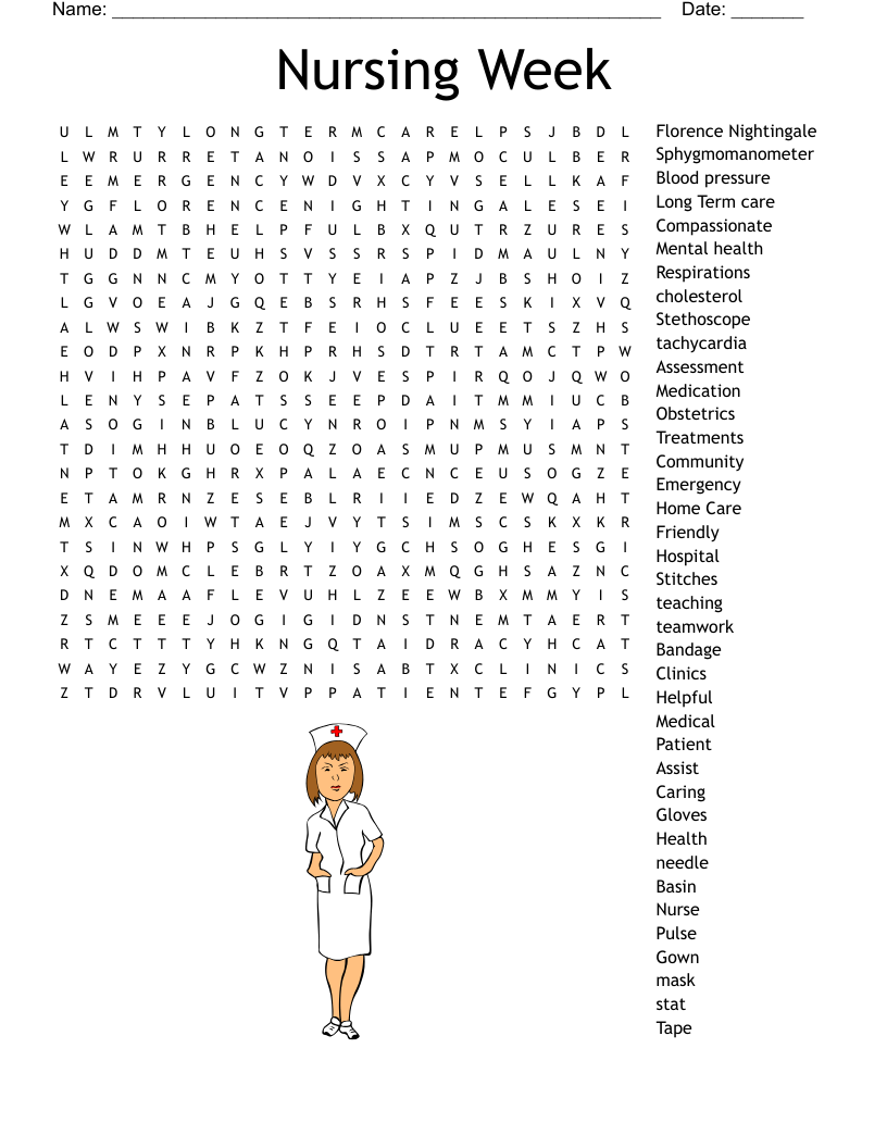 printable nursing crossword puzzles
