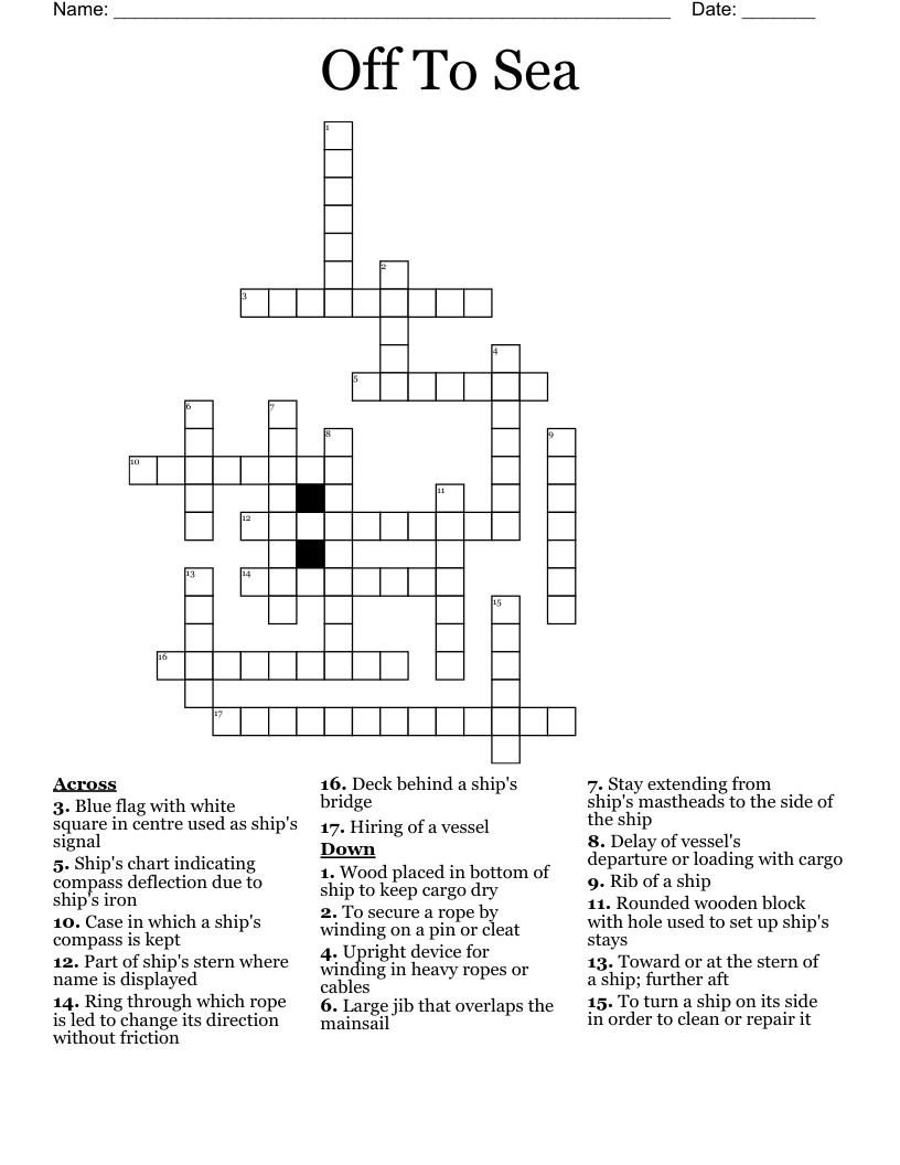 Off To Sea Crossword WordMint