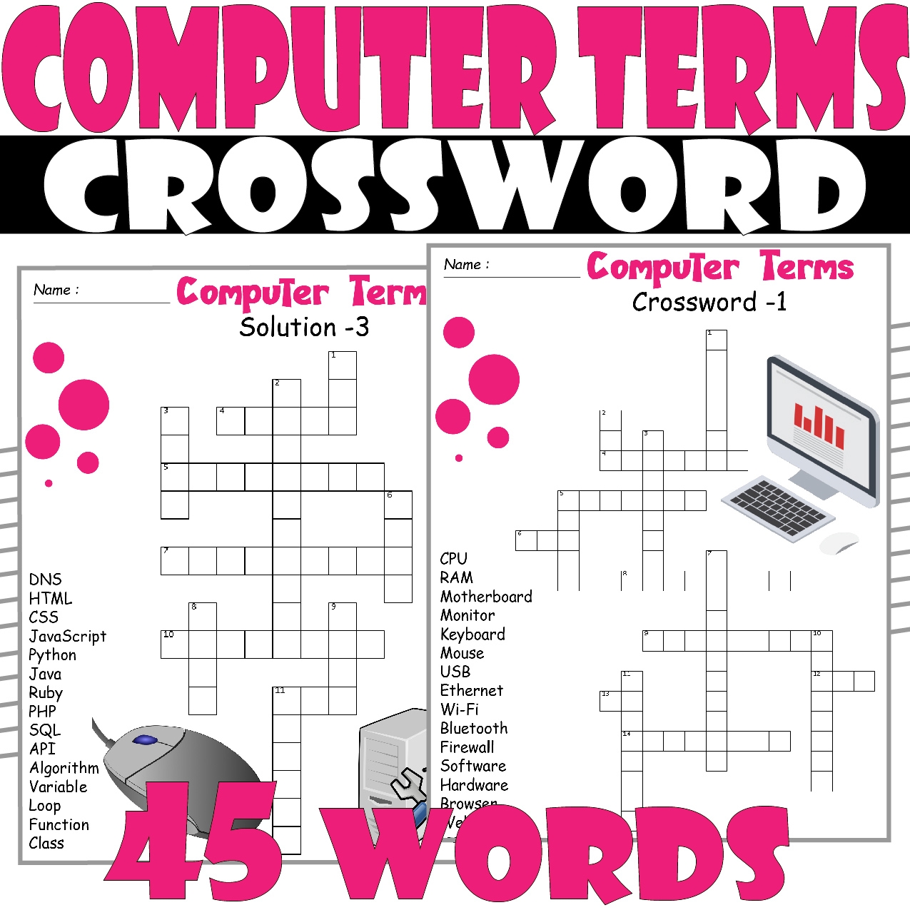 Parts Of A Computer Crossword Puzzle Parts Of A Computer Activities Made By Teachers