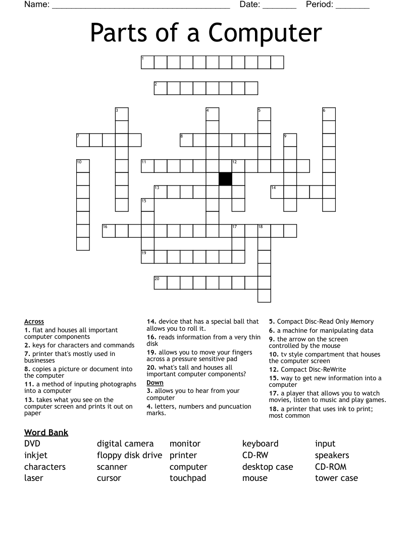 Parts Of A Computer Crossword WordMint