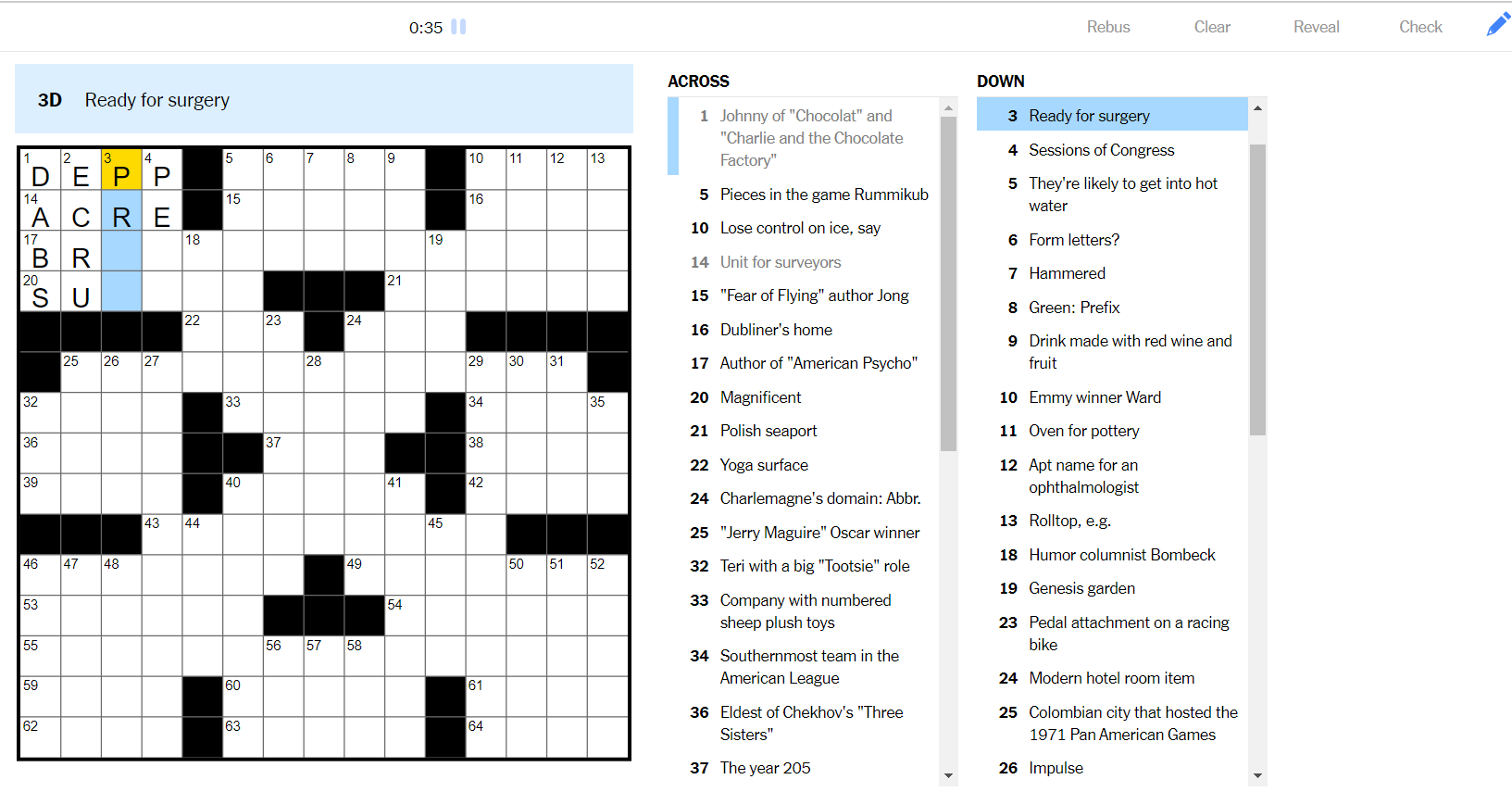 clear crossword puzzle clue