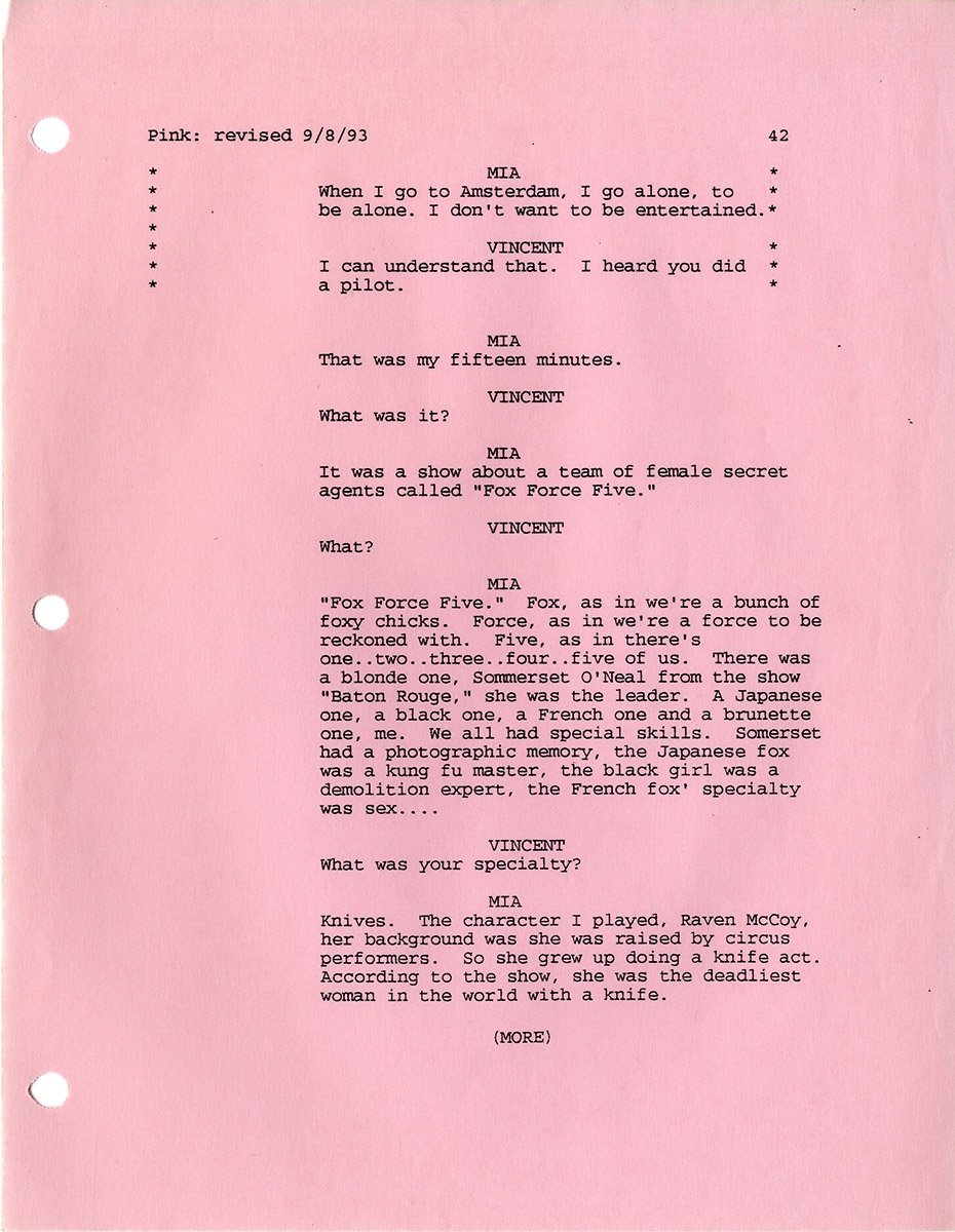 Quentin Tarantino screenwriter Director PULP FICTION May 1993 Film Script WalterFilm