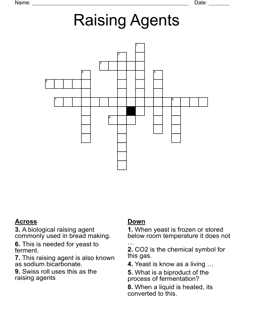 Raising Agents Crossword WordMint
