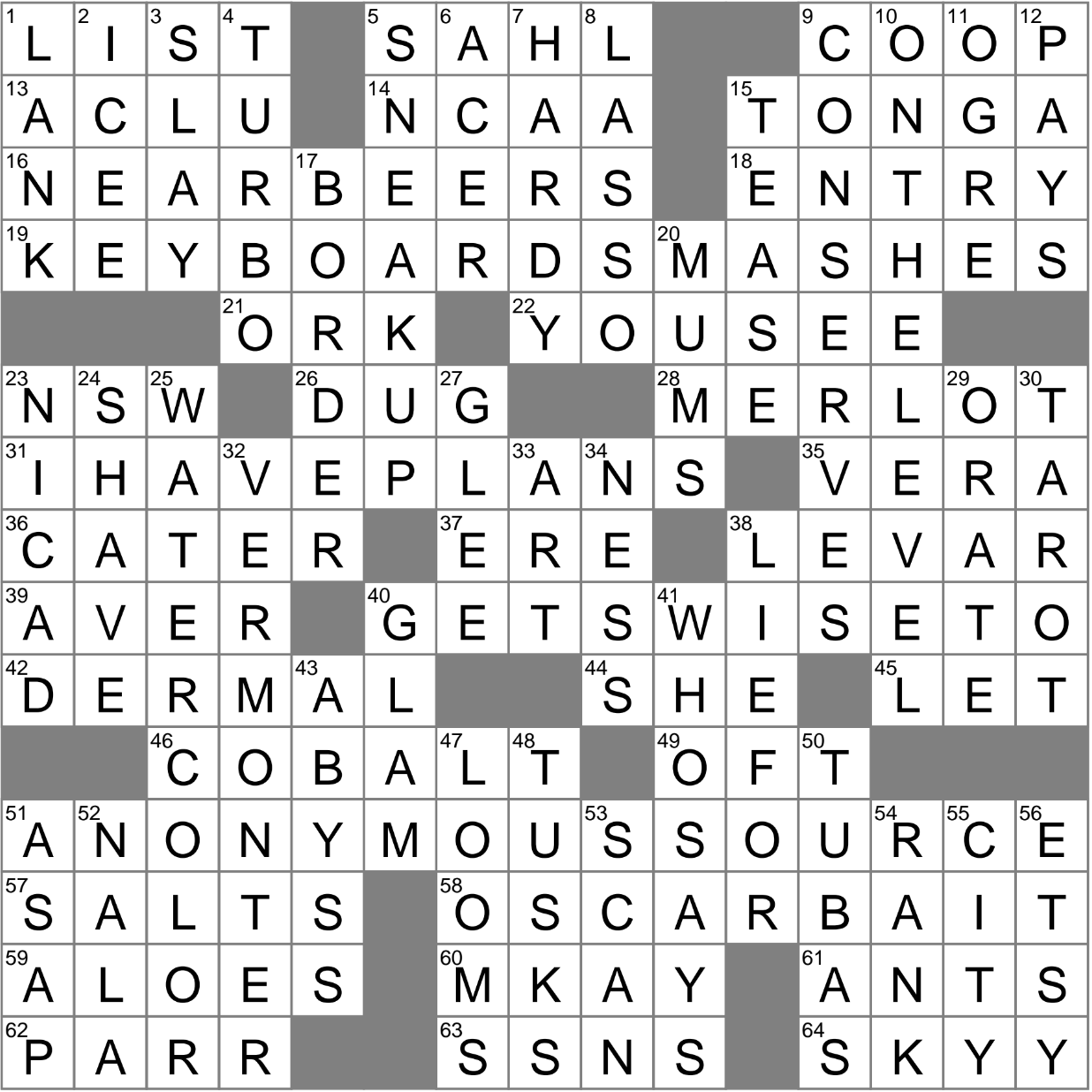 Random Comments Online Crossword Clue Archives LAXCrossword