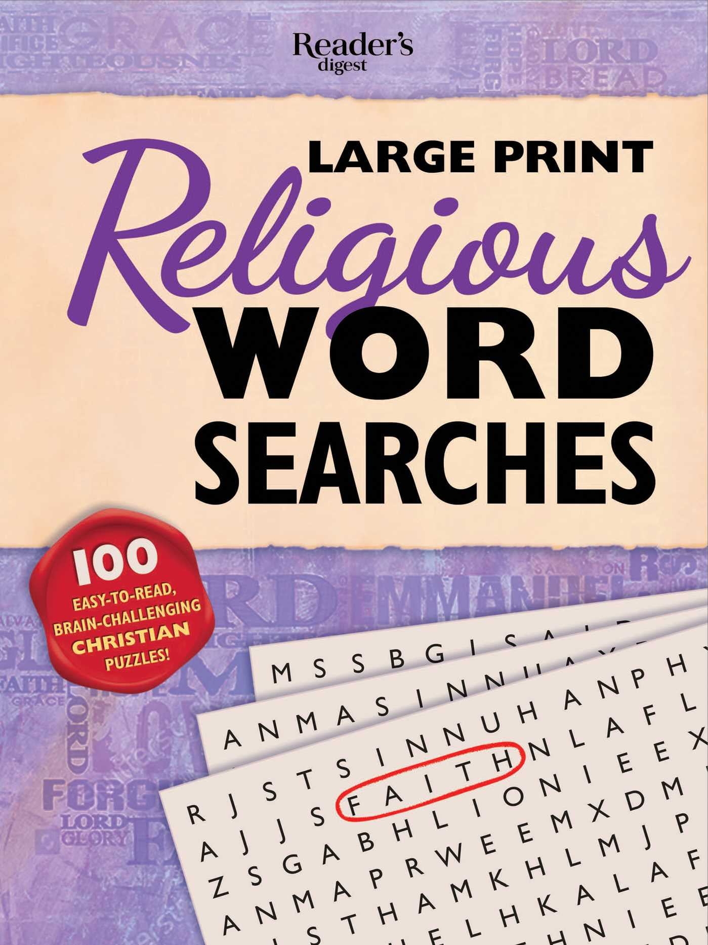 Readers Digest Puzzles Reader s Digest Large Print Religious Word Search 100 Easy to read Brain challenging Christian Puzzles Paperback Walmart