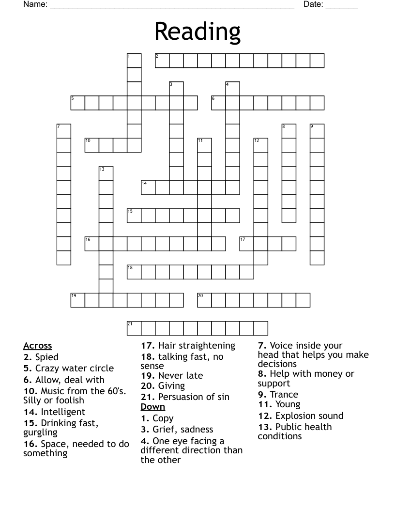 Reading Crossword WordMint