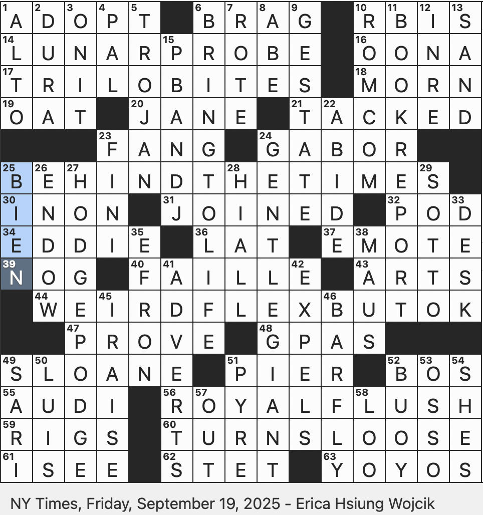 Rex Parker Does The NYT Crossword Puzzle Ancient Creepy crawlies FRI 9 19 25 Ribbed Silk Material Biker Role In The Rocky Horror Picture Show Moulin Rouge Co star 1952 Classic