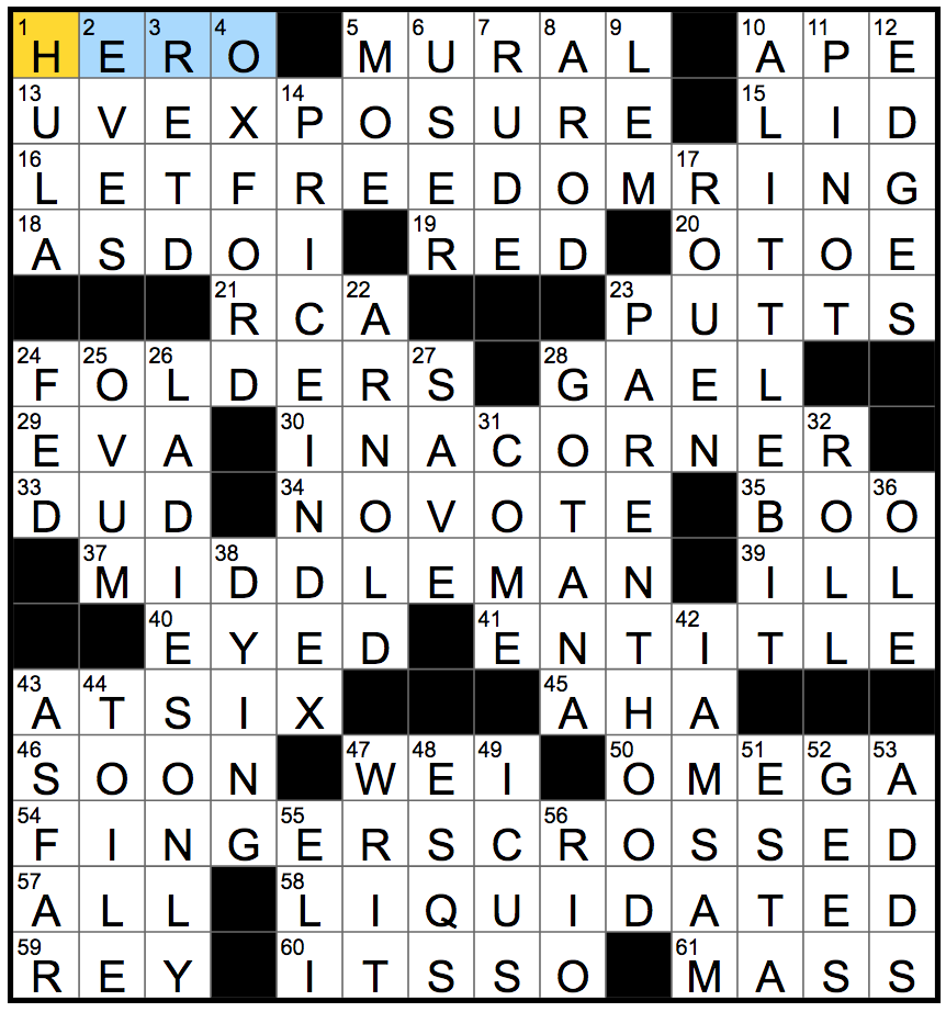 Rex Parker Does The NYT Crossword Puzzle Here s Hoping WED 7 3 19 Matthew English Poet Who Wrote Dover Beach Color Of Most Solo Cups