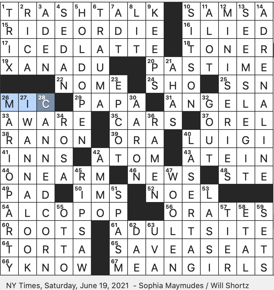 aware of crossword clue