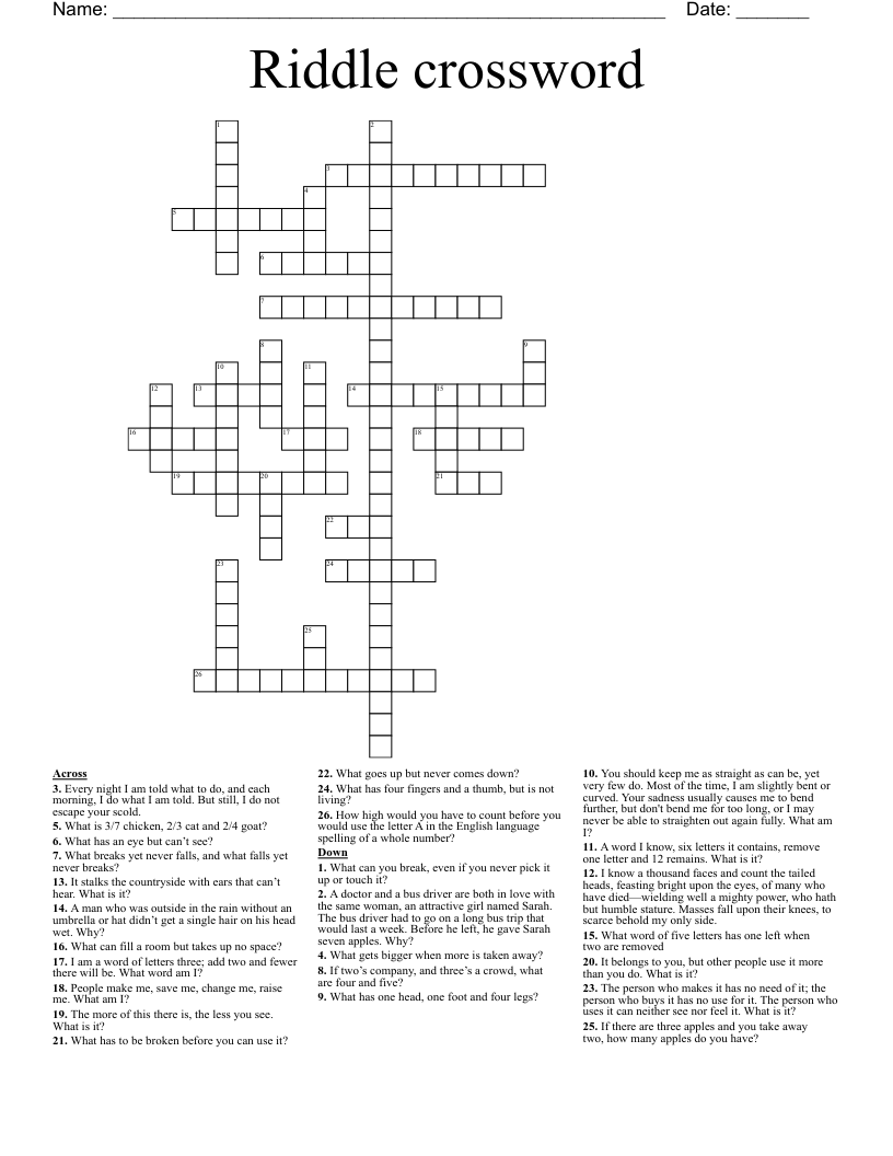 Riddle Crossword WordMint