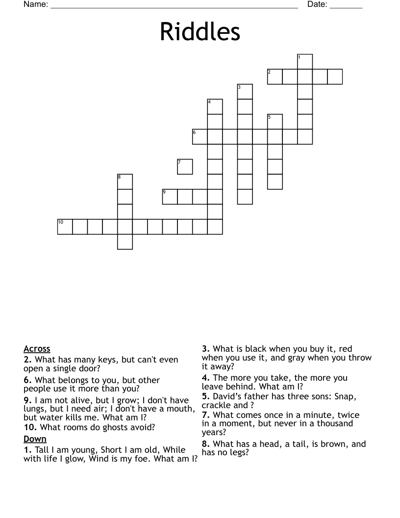 Riddles Crossword WordMint