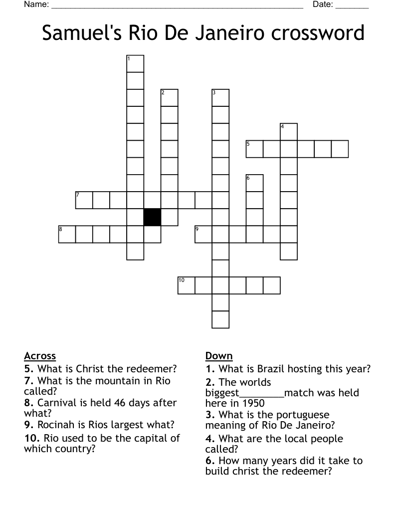 Rio De Janeiro Word Search WordMint