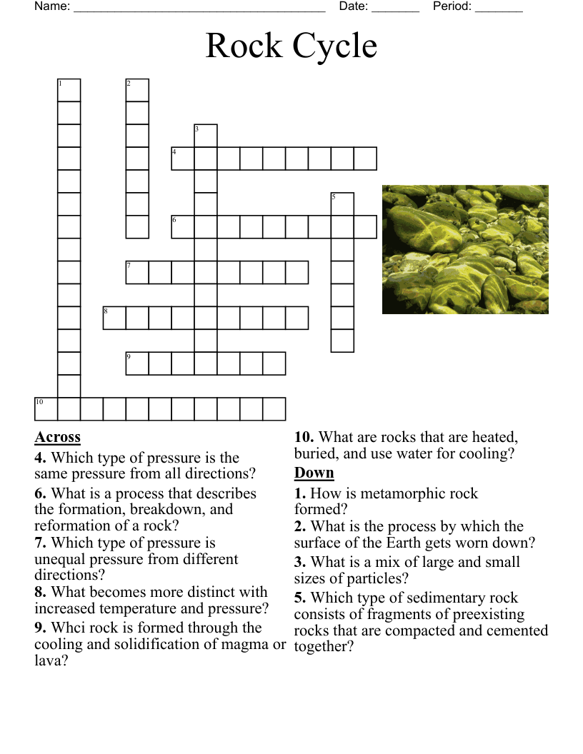 Rock Cycle Crossword WordMint