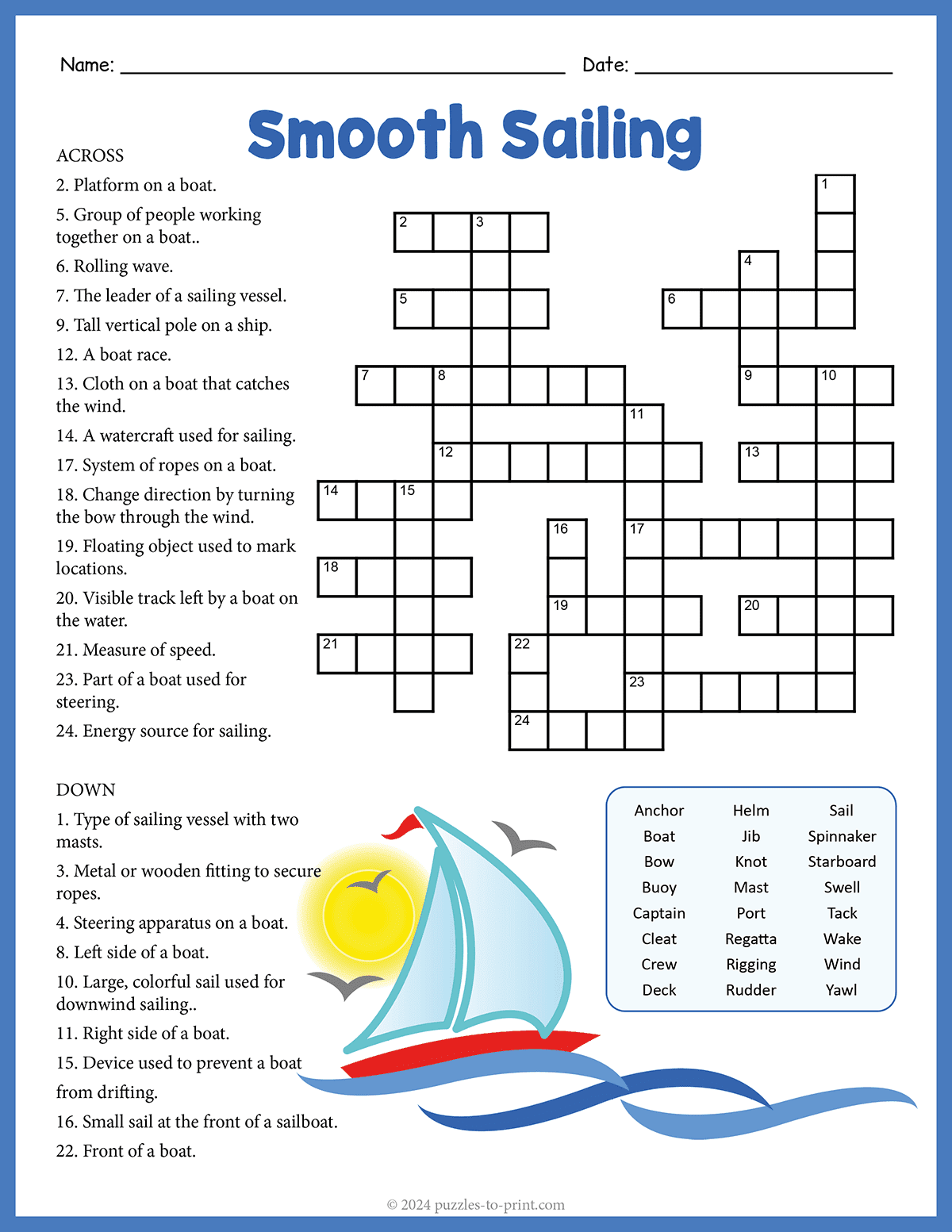 Sailing Crossword