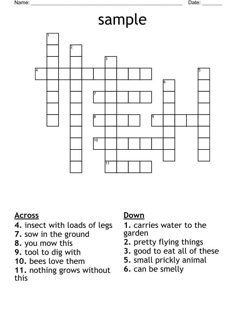 Sample Crossword WordMint
