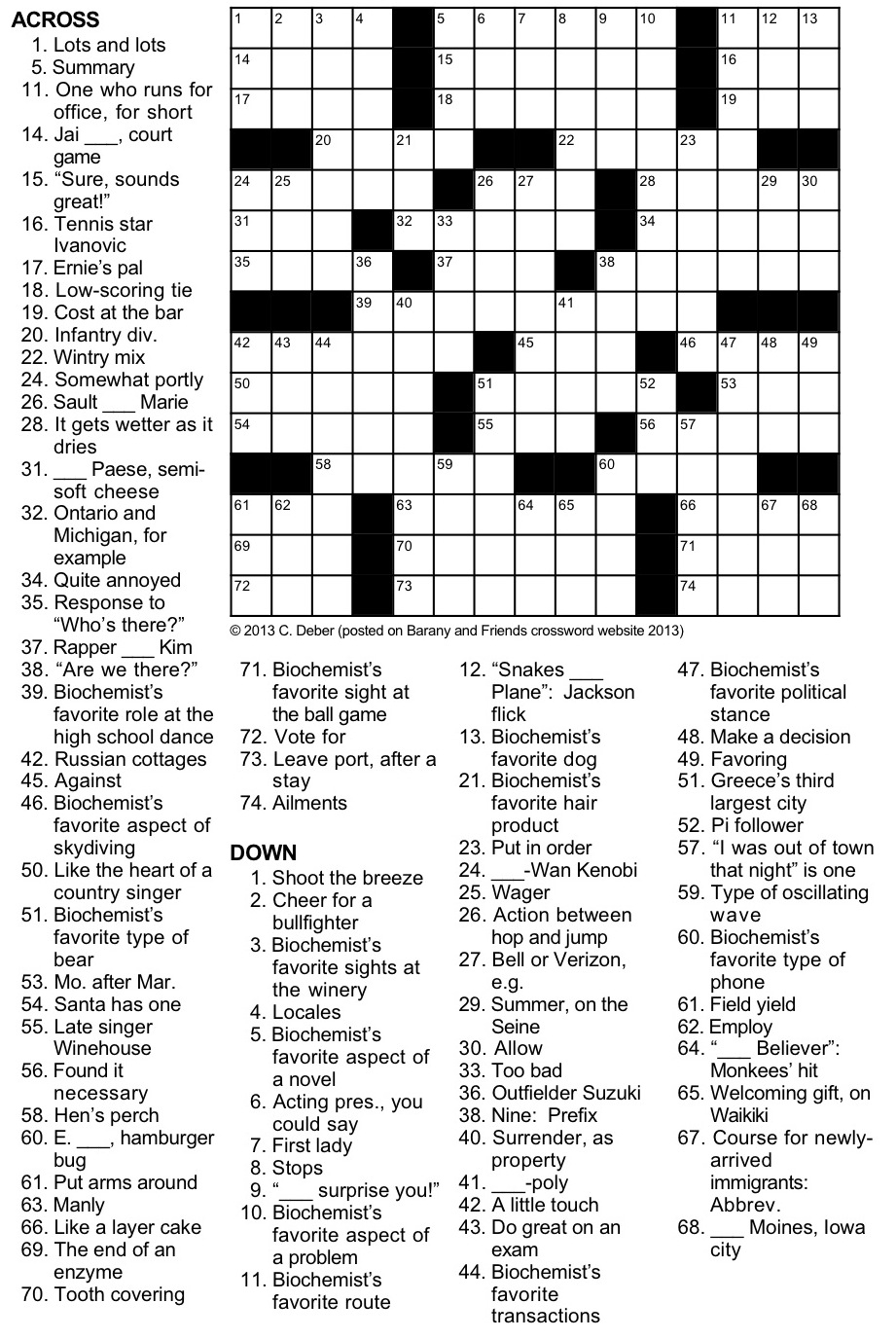 crossword lots and lots