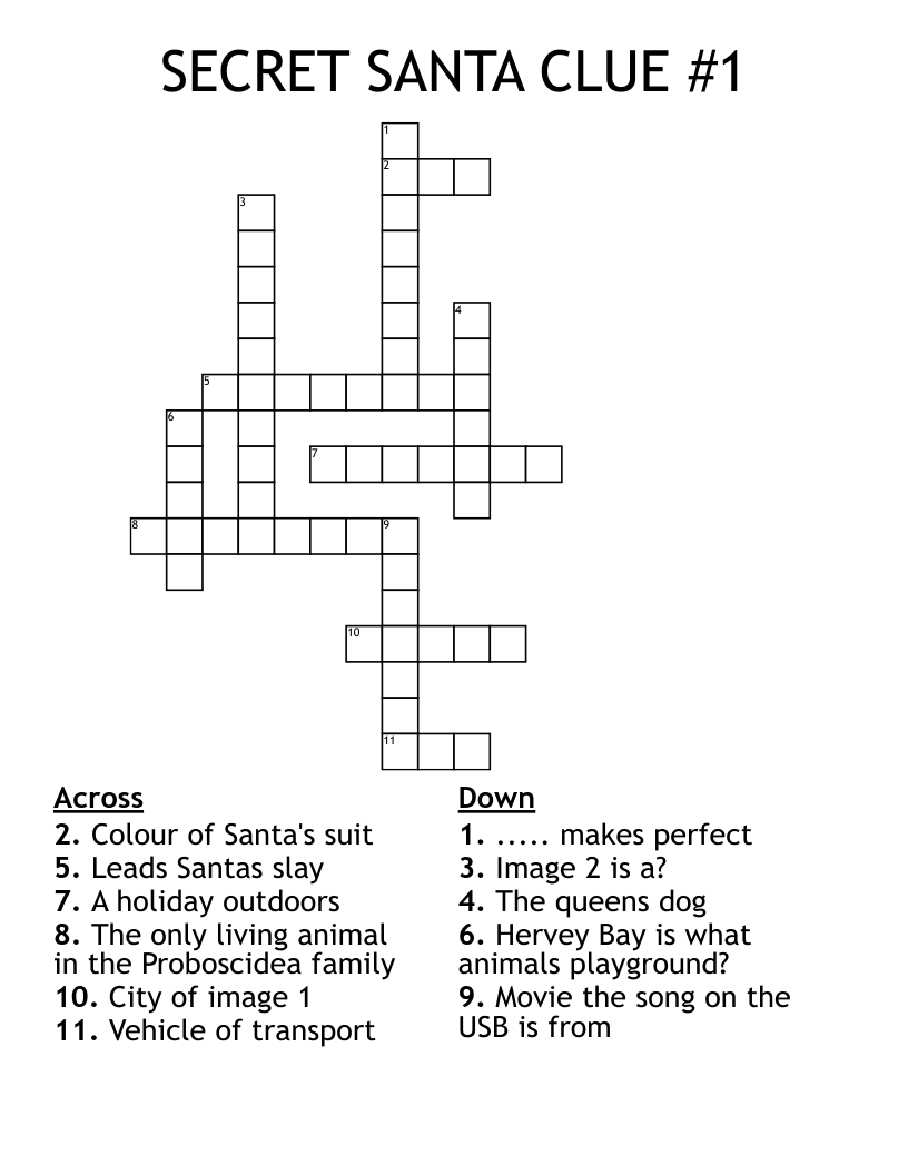 SECRET SANTA CLUE 1 Crossword WordMint
