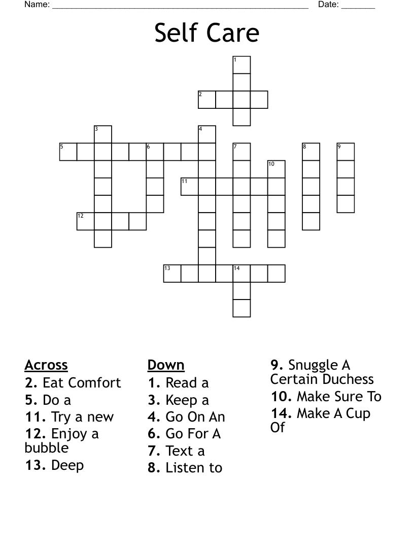 Self Care Crossword WordMint