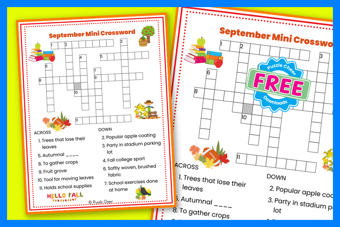 September Mini Crossword Puzzle Puzzle Cheer