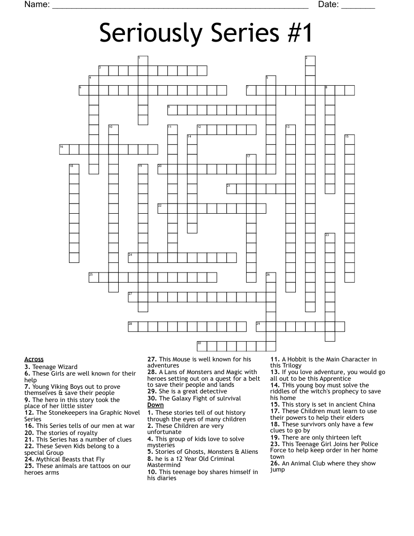 Seriously Series 1 Crossword WordMint